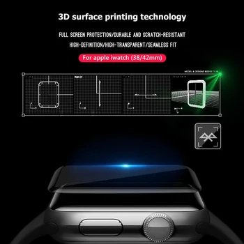 10pcs 3D Ukrivljen Polno Kritje Kaljeno Steklo Za Apple Watch 38 mm 40 mm 42mm 44 Screen Protector Za iWatch Serije 5 4 3 2 1 Film,