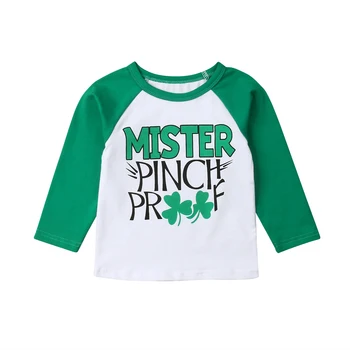 St. Patrick ' s Day Priložnostne Malčke Baby Boy T-Majice Dolg Rokav Pismo Tiskanja Puloverju Bombaž Vrhovi Obleko 6M-5Y