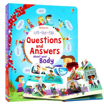 Usborne Dvigalo-v-zavihek Vprašanja in Odgovori o svojem Telesu angleški Izobraževalne slikanice Baby Otroci, Učenje Branja Darilo