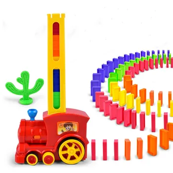 Samodejni O Domino Vlak, pripravljena Na Domine Igrače s Svetlobo, Zvok Izobraževalne gradniki DIY Plastične Igrače Set