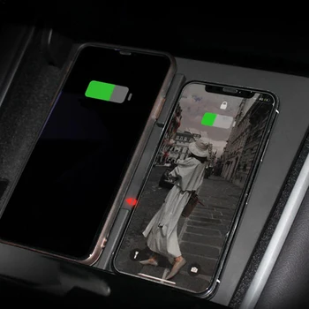 Avto Qi Brezžični Polnilnik z Dvojno USB Brezžično Polnjenje Mobilnih Telefonov Tipke Za Tesla Model 3 sredinski Konzoli, Hitro Polnjenje Auto Styling