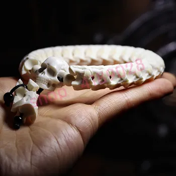Pristna, naravna Tajski kača kosti z jelenov rog lobanje roko niz, vrhunsko obrt nakit