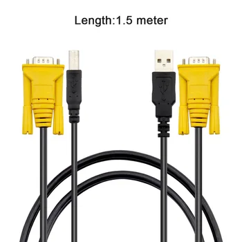 1,5 M, USB KVM Switch Kabel USB2.0 VGA 15Pin Moški-Moški, USB-A, USB-B Kabel Kabli PC Računalnik, Tiskalnik, Monitor Adapter Pretvornik
