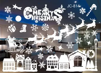 Novo leto 2021 Bela Vesel Božič Stenske Nalepke Santa Claus Okno Soba Dekoracijo PVC Vinil Novo Leto Doma Dekor Izmenljive