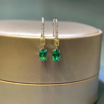KJJEAXCMY 925 sterling srebro naravnih smaragdno uhani novih ženski luksuzni eardrop podporo test