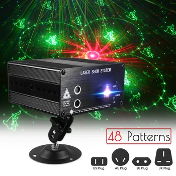 AC100V~240V Laserski Projektor Svetlobe 48 Vzorcev DJ Luč Disco Glasbe RGB Razsvetljavo Učinek Lučka za Božič KTV Doma Stranka