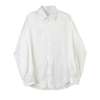 Royal Modra Stranka Mens Majice Evropske Luksuzna Oblačila Za Moške Elegantne Ohlapno Belo Bluzo Obleko Srajce Gothic Oblačil Vintage
