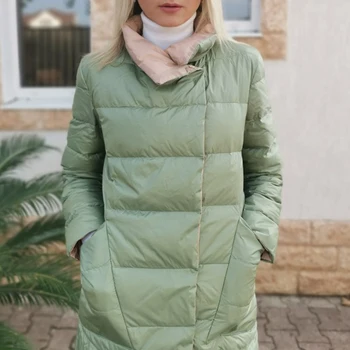 Ailegogo 2020 Dvojni Stranski žensko Zimsko Jakno Moda Dolgo Dvojno zapenjanje Navzdol Plašč Ženski Bela Raca Navzdol Parka Sneg Outwear