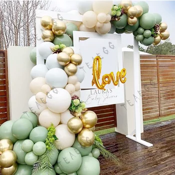 116Pcs Stranka Balon Garland Kit Beli Balon Arch Retro Zelena Chrome Zlato Folijo Ljubezen, Poroka Balon Poročni Tuš Dekor