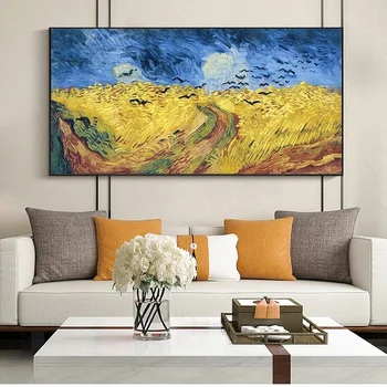 Pšenična Polja, ki Jih Van Gogh Oljnih Slik Tisk na Platno Umetnosti Plakatov In Fotografij Impresionizem Wall Art Slike Doma Dekoracijo