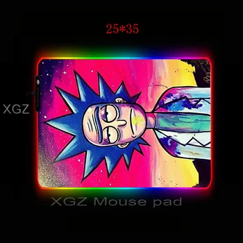 XGZ Anime Morty Velikosti Igralne RGB LED Mouse Pad Anti-slip Naravne Gume Računalnik Gamer Mousepad Rick Desk Mat Zaklepanje Rob