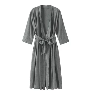 YRRFUOT 2020 Vroče prodajo Dame Cardigan kopalni plašč Nightgown Proti-vrat Pomlad Svoboden Različica Nightgown Čisto Polno Bombaž Sleepwear