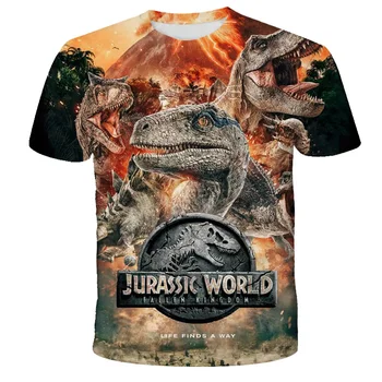 2021 Novo Jurassic Park, Majica s kratkimi rokavi otroci 3D Natisnjeni T-shirt Priložnostne Smešno Vrhovi Jurassic Svetu Tees Otrok, Fant, Dekle Kul tshirt 4T-14