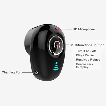 S650 Mini Bluetooth Brezžične Slušalke za V Uho Nevidno Čepkov Prostoročne Stereo Slušalke z Mikrofonom za iPhone 11 Huawei Mate 30