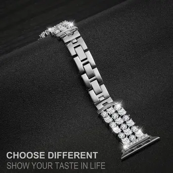 Luksuzni Diamant Nakit Trak Za Apple Watch Band 42mm 38 mm Bling iz Nerjavečega Jekla Kovinska Zapestnica Za iWatch 6 trak 40 mm 44 mm MP