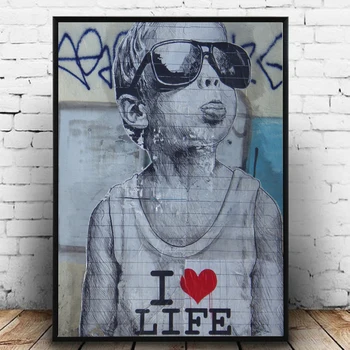 Banksy Grafiti Platno Slikarstvo Ljubezensko Življenje Plakatov in Fotografij Sodobne Pop Cuadros Stenskih slikah, za Dnevna Soba Dekoracijo Doma