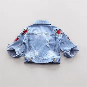 1-6Yrs Otroci Dekleta Jeans Jakne Cvetlični Appliques Coats Novo 2020 Moda Pomlad Jesen Otrok Outwear Coats Otroci Traper Suknjič