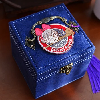 Hayao Miyazaki Anime Kiki ' s Delivery Service Nakit Polje z Embrodiery Škatla za Shranjevanje Primeru Dekle Ženske Lepo Darilo