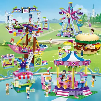 Zabaviščni Park gradniki Ferris Wheel Vrtiljaka Diy Opeke Izobraževalne Igrače Za Fante in Dekleta Združljiv lepining Prijatelji