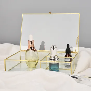 Kozmetični Škatla za Shranjevanje Transparentno Steklo s Pokrovom Nakit Polje Toaletno mizico Šminka Prostor Elektronske Shranjevanje Pladenj