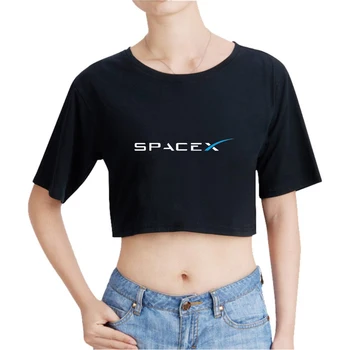 SpaceX Tshirt Meri Natisnjene Ženska Trenirka Odrezana Vrhovi Tshirt Ženske Kratek Rokav Tee Poletje Seksi Dekleta Športna Oblačila&Hlače