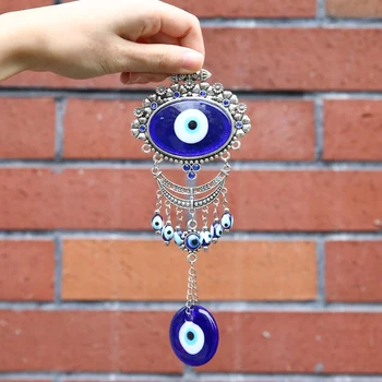 Ovalni turški Modra Zlo Oko Obeski Steni Visi Dekoracijo Blagoslov Zaščito Doma Decotation Srečen Obesek za Darilo