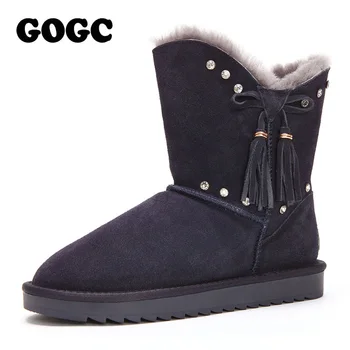 GOGC sneg škornji škornji ženske, zimski čevlji, ženske, ženske škornji krzno škornji ženske škornji 2019 usnje škorenjčki roza čevlji ženske G9843