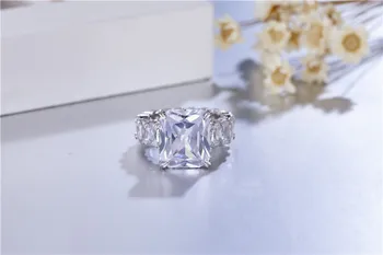 Luksuzni 925 SREBRO UTRLA Sevalno cut CELOTEN KVADRATNI Simulirani Diamantni prstan VEČNOST POSLA POROKO Kamen Obroči za Ženske, Nakit