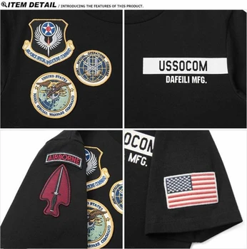 2020 Kratek Rokav Hip Hop USSOCOM AIR FORCE Emblem Posadke Vratu Bela Črna Človek T-shirt Tiskanje Bombaž Unisex Majica s kratkimi rokavi Moški