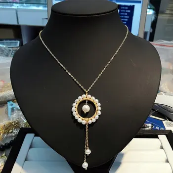 SINZRY ročno zlato barvo naravnih sladkovodnih biserov krog tassel obesek ogrlice elegantna dama nakit