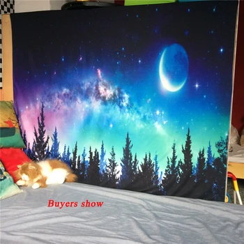 Galaxy Luna Tapiserija Steni Visi Gozdnega Drevja Krajine Hipi Psihedelični Tapiz Zvezdnato Nebo Študentski Dom Dekor Mandala Stenski Preprogi
