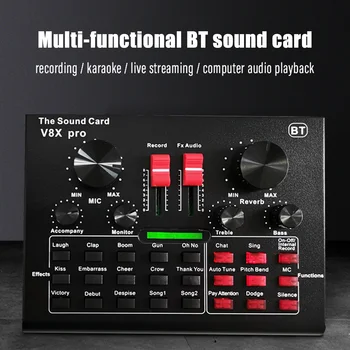 V8X Pro Live Sound Card 15 Učinki Zvoka Snemanje Zvoka Oprema