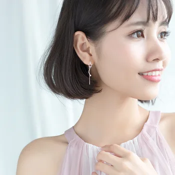 MloveAcc Novi Korejski Slog Sladko Star Padec Uho Žice Visijo Nakit Uhani 925 Srebro Trend Prodaje Lady