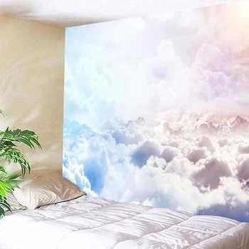3D Nebo, beli oblaki Tapiserija steni visi Bedspread Domu Kritje Plaža Brisačo Ozadje Sobi Doma Wall Art Več velikostih Dropship
