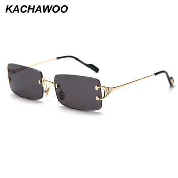 Kachawoo ženske rimless retro sončna očala pravokotnik rdeče obarvan moških sončna očala uv400 visoke kakovosti unisex vintage stil spusti ladje