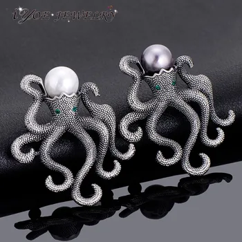 IYOE Starinsko Prekrita Edinstveno Hobotnica Broške Retro Slogu Simulirani Pearl Broška Zatiči Ženske Modni Šal, Nakit, Dodatki