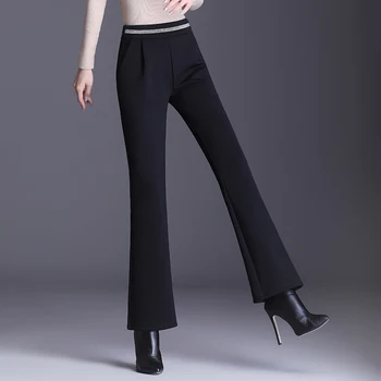 2020 pozimi toplo Žensk slim visoko pasu bell hlače nove zgostitev bo ustrezala stretch ravno hlače modne hlače Legging Plus velikost