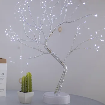 LED Nočna Lučka Mini Božično Drevo Bakrene Žice Garland Svetilka Za Domačo Otroci Soba Dekor Pravljice Luči Luminary Počitnice razsvetljavo