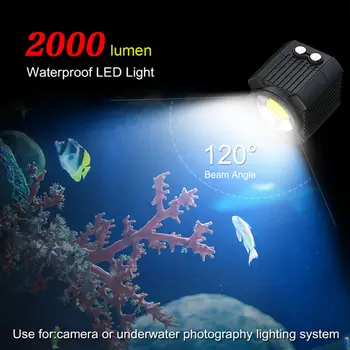 VROČE Podvodna Bliskavica 60M Vodoodporno Potapljanje Fill Light 2000Lm Za Junak 7 6 5 Ukrep Video Kamere Pribor