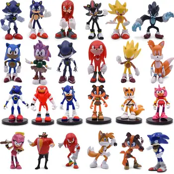 6pcs/set Sonic Slika 4 Stilov Boom Redkih Dr Eggman Shadow PVC Model Igrača v Sonic Shadow Repi Znakov Za Otroke Darilo 5-9 cm