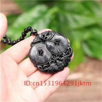 Darila Jade Amulet za Naravno Bat Obesek Dodatki za Moške Nakit Obsidian Čar Črno Zeleni Kitajski Ogrlica Ročno Izrezljane