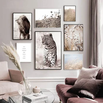 Skandinavske Poster Tiskanje Reed Narave, Krajine Platno Slikarstvo Lev, Leopard Živali Stenskih Slikah, Nordijska Slog Doma Dekor