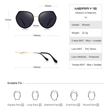 MERRYS DESIGN Ženske Modni Mačka Oči Polarizirana sončna Očala Ženske Letnik Trendi sončna očala UV400 Zaščito S6312