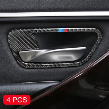 Resnično Ogljikovih Vlaken Notranja Vrata Ročaj Surround Kritje Za BMW 3 4 Serije F30 F31 F34 F36