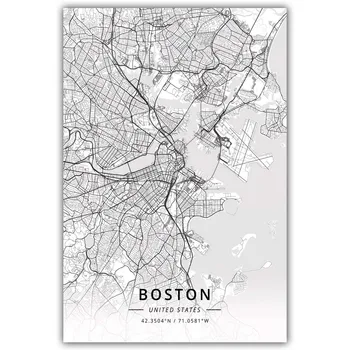 Boston MA Massachusetts, ZDA Združene države Amerike Zemljevid Plakat