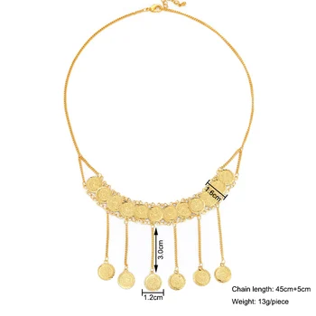 Modna tassel slog antičnih KOVANCEV Verige Ogrlice za Bližnji Vzhod, Arabski Ženske zlatnik, nakit Darilo
