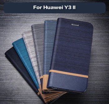 PU Usnje Primeru Telefon Za Huawei Y3 II Flip Knjige v Primeru Silikonski Hrbtni Pokrovček Za Huawei Y3 II Poslovno Kartico v Režo Primeru