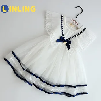 LINLING Dekleta bele Obleke Nove Sladko Princesa Obleko Baby Otroci Dekliška Oblačila Poročno zabavo, Obleke, Otroci, Oblačila V376