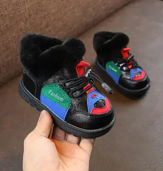 2019 pozimi otrok sneg škornji ženski moški martin čevlji modni usnjeni škornji baby bombaž-oblazinjena sport čevlji brezplačna dostava za Zavezat