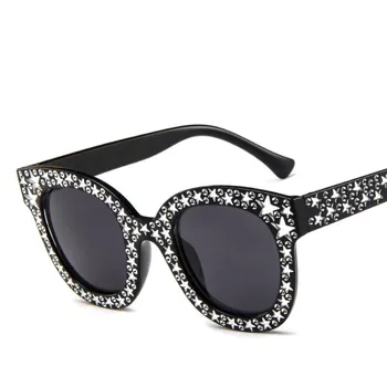Luksuzne blagovne Znamke Žensk Cateye Retro sončna Očala Pregleden Objektiv Žensk Prevelik Diamond Dame sončna Očala sončna Očala UV400